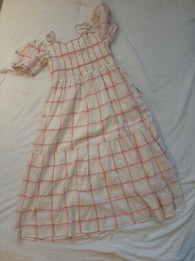 Cat & Jack White Dress with Pink Windowpane Checks